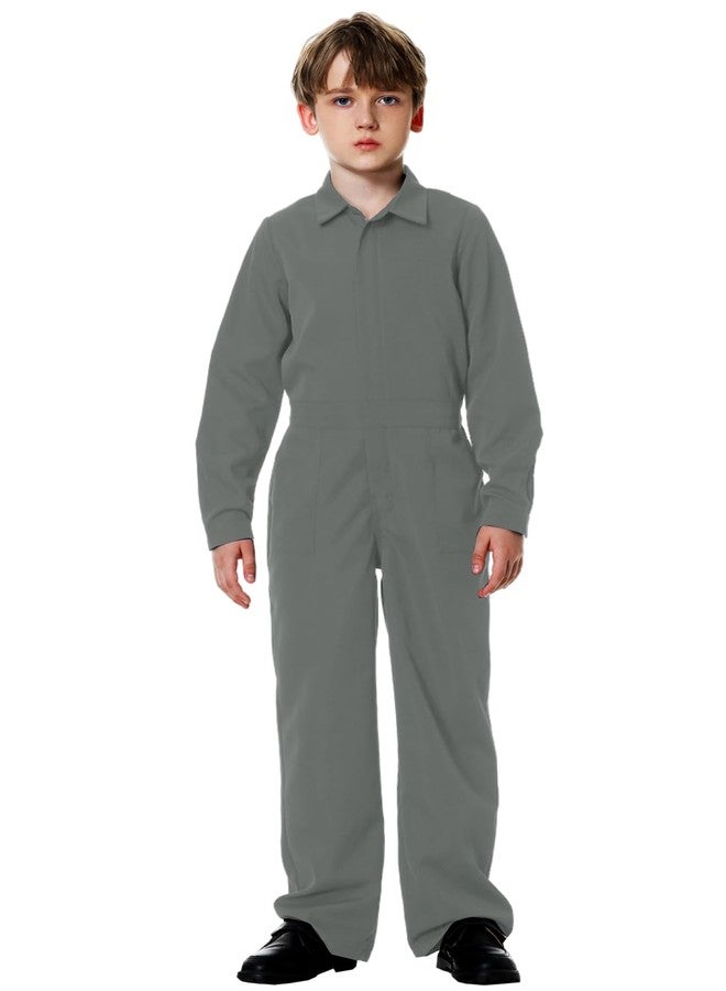 AOBUTE Grey Mechanic Workwear for Boys Girls Halloween Killer Jumpsuit Long Sleeve Zipper Outfits 11-12 Years - Image 1